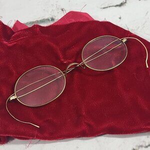 Vintage 1890s Antique Readers Spectacles Womens Oval Wire Wrapped Glasses Frames